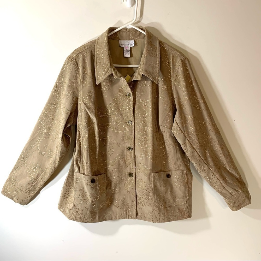 Susan Graver Gold Studded Button Front jacket NWT